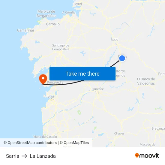 Sarria to La Lanzada map