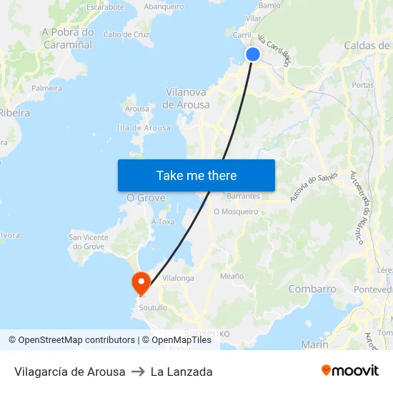 Vilagarcía de Arousa to La Lanzada map
