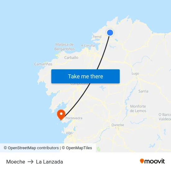 Moeche to La Lanzada map