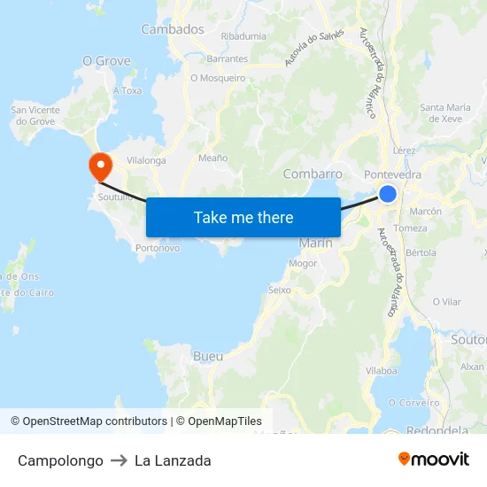 Campolongo to La Lanzada map