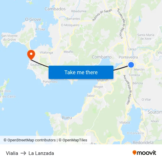 Vialia to La Lanzada map