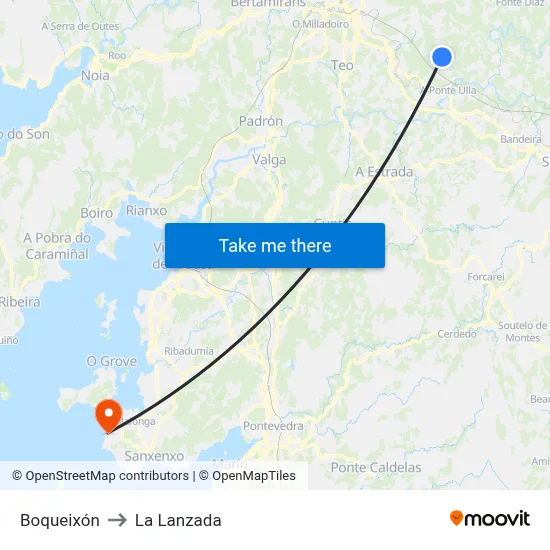 Boqueixón to La Lanzada map