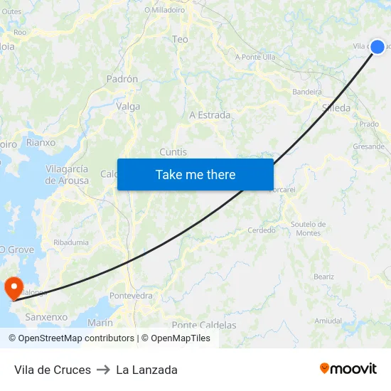 Vila de Cruces to La Lanzada map