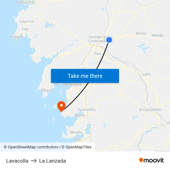 Lavacolla to La Lanzada map