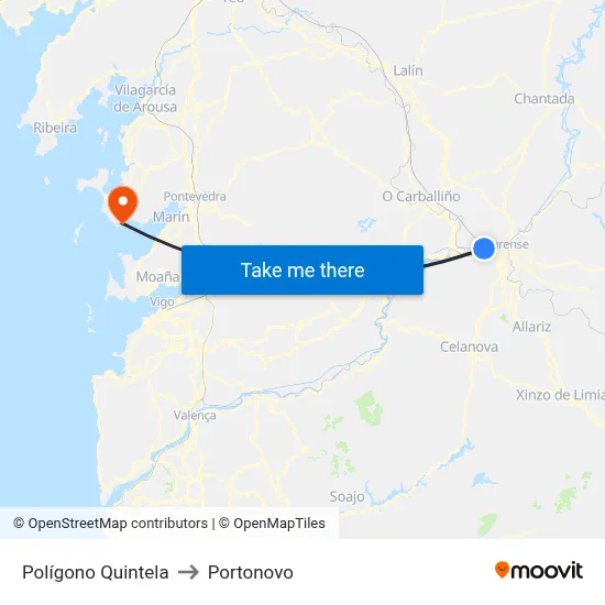 Polígono Quintela to Portonovo map
