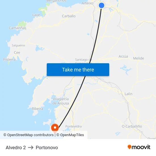 Alvedro 2 to Portonovo map