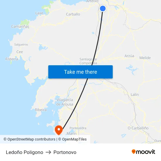Ledoño Poligono to Portonovo map