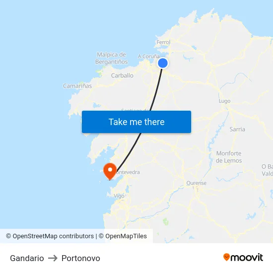 Gandario to Portonovo map
