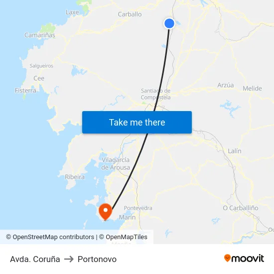Avda. Coruña to Portonovo map