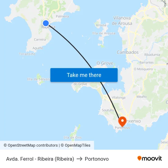Avda. Ferrol - Ribeira (Ribeira) to Portonovo map