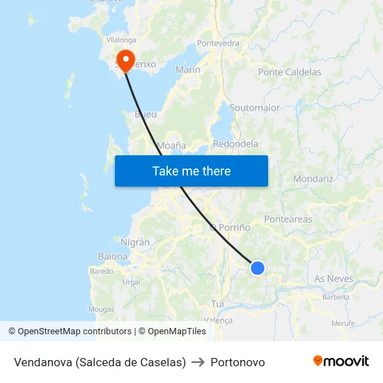 Vendanova (Salceda de Caselas) to Portonovo map