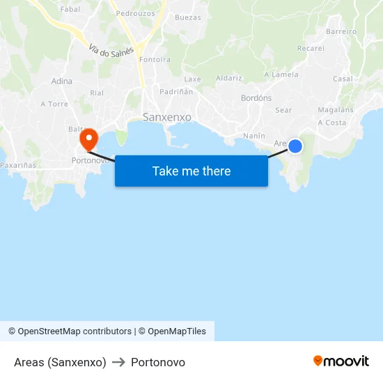 Areas (Sanxenxo) to Portonovo map