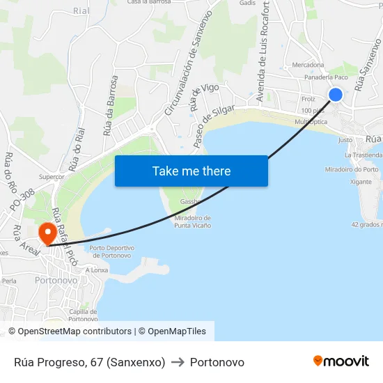 Rúa Progreso, 67 (Sanxenxo) to Portonovo map