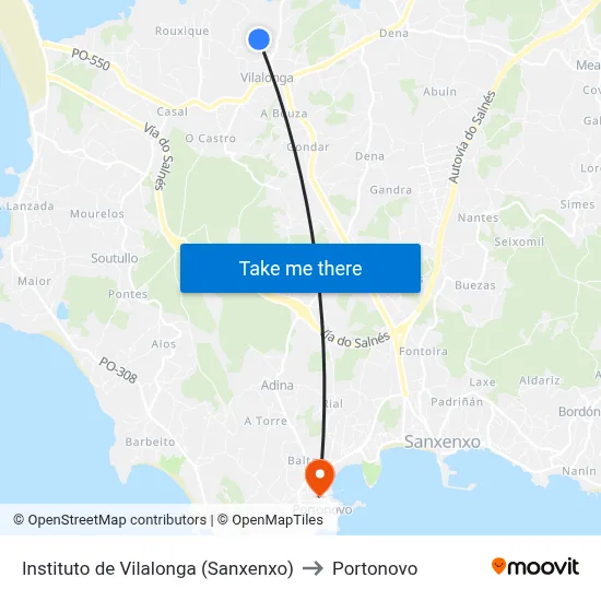 Instituto de Vilalonga (Sanxenxo) to Portonovo map