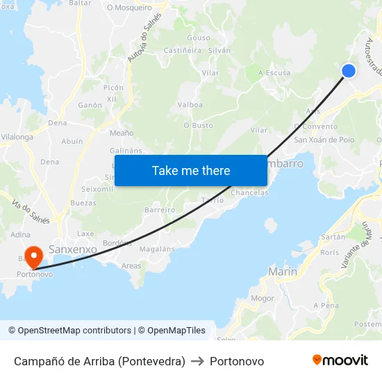 Campañó de Arriba (Pontevedra) to Portonovo map
