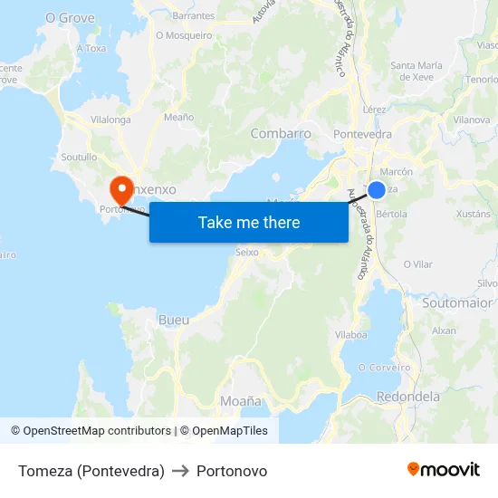 Tomeza (Pontevedra) to Portonovo map