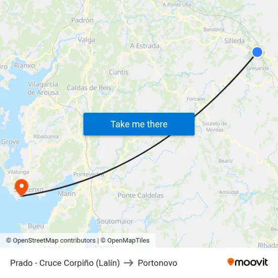 Prado - Cruce Corpiño (Lalín) to Portonovo map