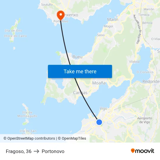 Fragoso, 36 to Portonovo map