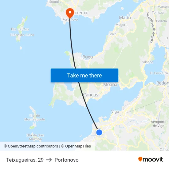 Teixugueiras, 29 to Portonovo map
