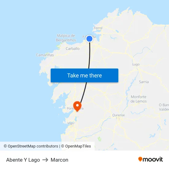 Abente Y Lago to Marcon map