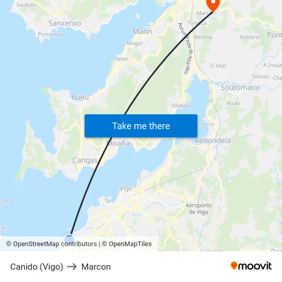Canido (Vigo) to Marcon map
