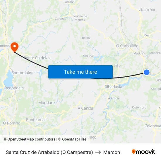 Santa Cruz de Arrabaldo (O Campestre) to Marcon map