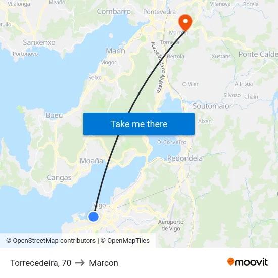 Torrecedeira, 70 to Marcon map