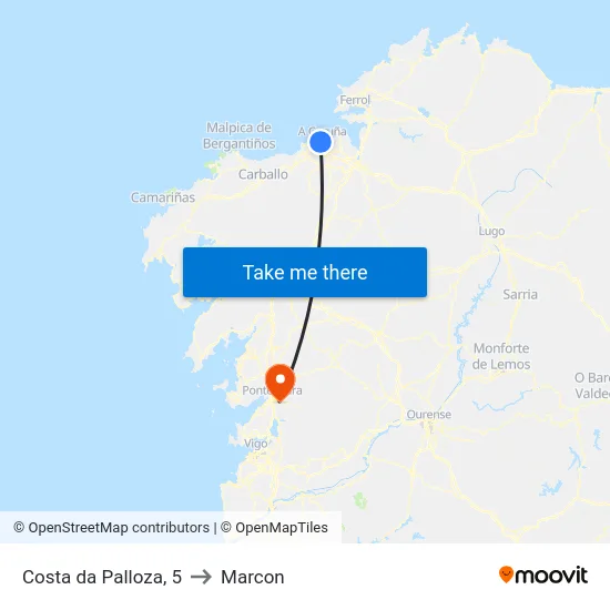 Costa da Palloza, 5 to Marcon map
