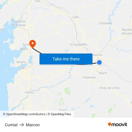 Cumial to Marcon map