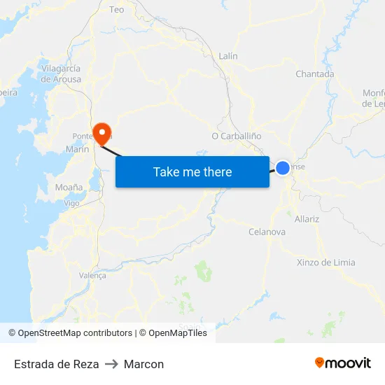 Estrada de Reza to Marcon map