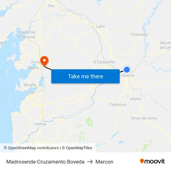 Madrosende-Cruzamento Boveda to Marcon map