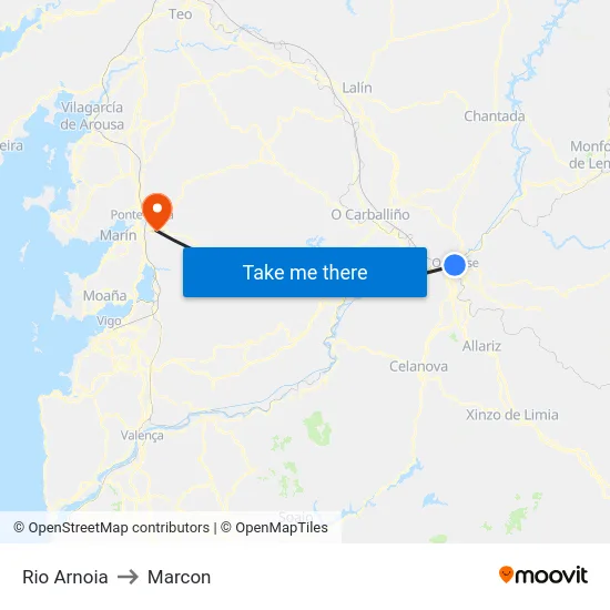 Rio Arnoia to Marcon map