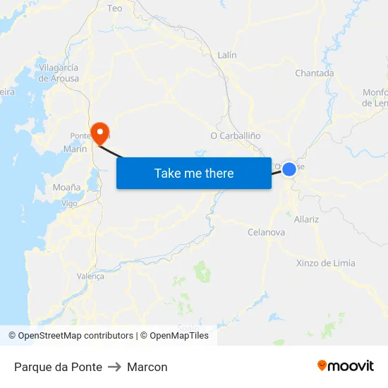 Parque da Ponte to Marcon map