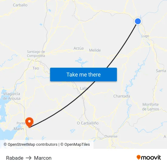 Rabade to Marcon map