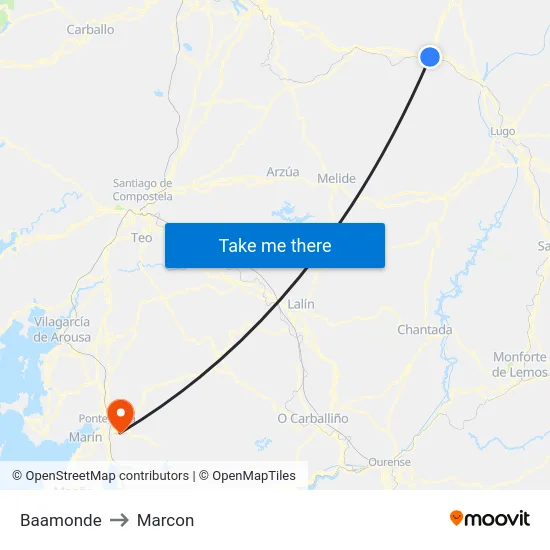 Baamonde to Marcon map