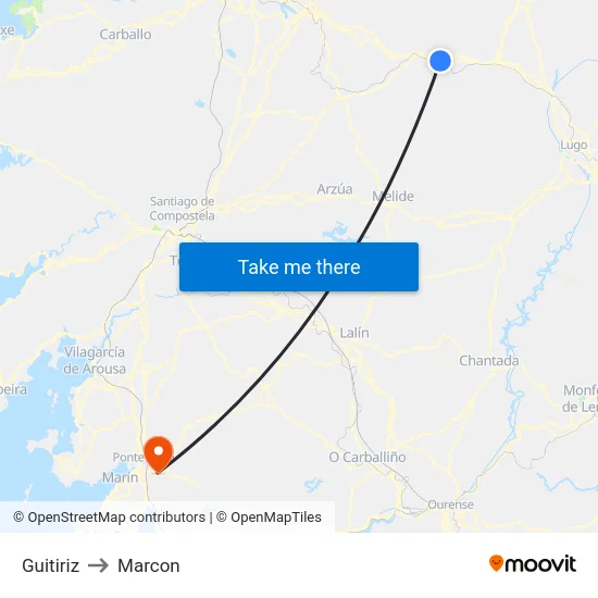 Guitiriz to Marcon map