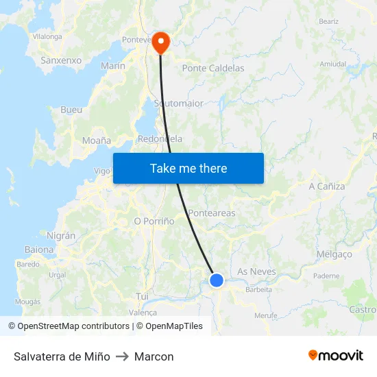 Salvaterra de Miño to Marcon map