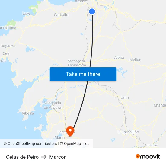 Celas de Peiro to Marcon map