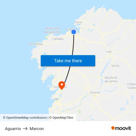 Aguarrio to Marcon map