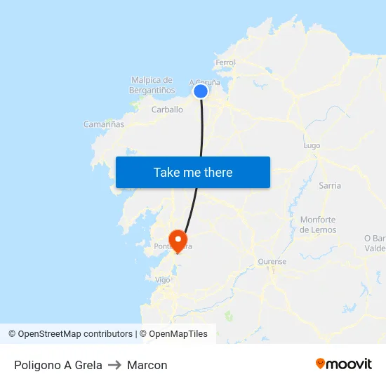 Poligono A Grela to Marcon map