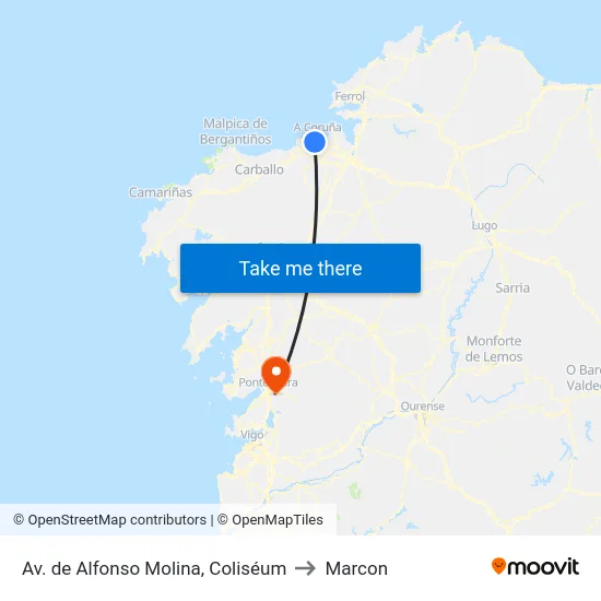 Av. de Alfonso Molina, Coliséum to Marcon map