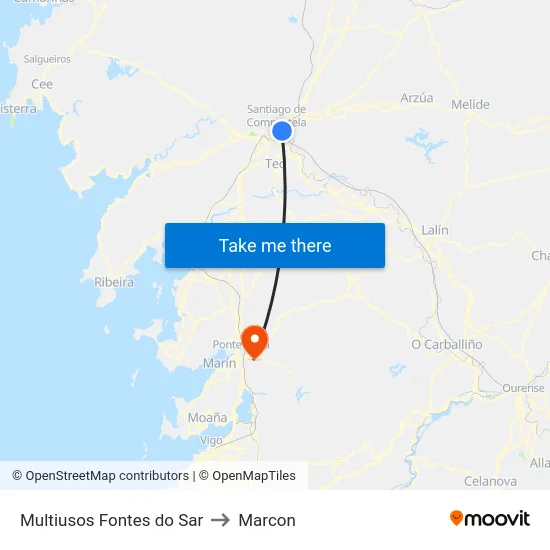 Multiusos Fontes do Sar to Marcon map