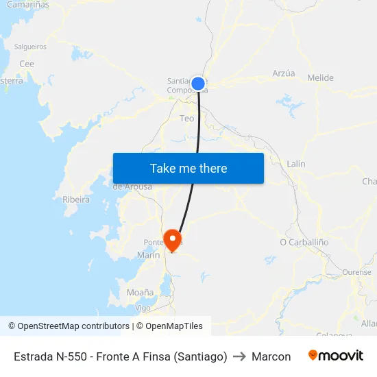 Estrada N-550 - Fronte A Finsa (Santiago) to Marcon map