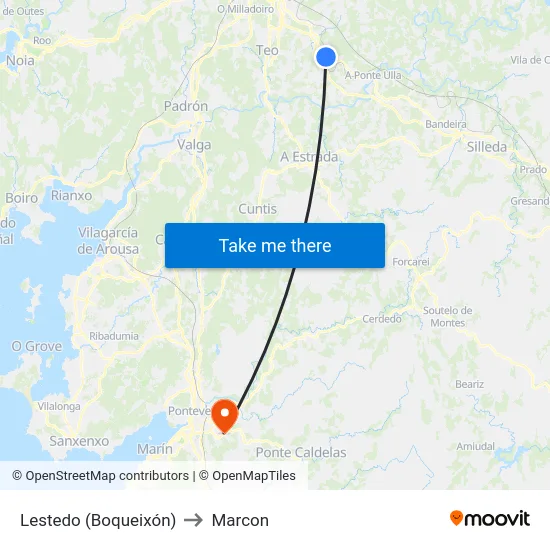 Lestedo (Boqueixón) to Marcon map