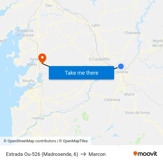 Estrada Ou-526 (Madrosende, 6) to Marcon map