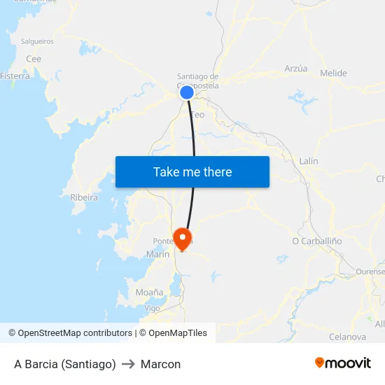 A Barcia (Santiago) to Marcon map