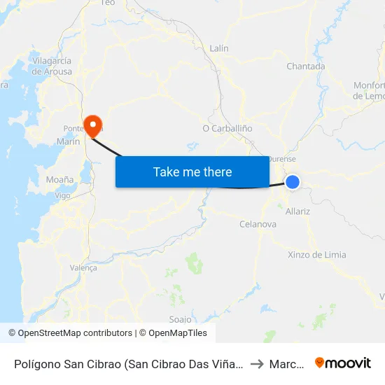 Polígono San Cibrao (San Cibrao Das Viñas) to Marcon map