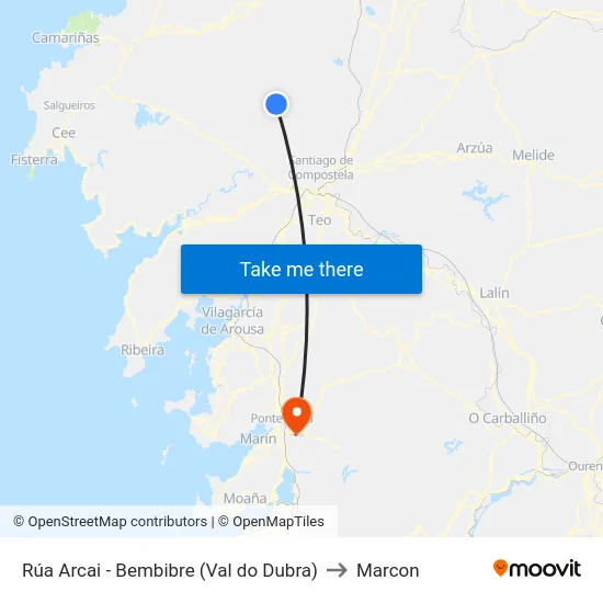 Rúa Arcai - Bembibre (Val do Dubra) to Marcon map