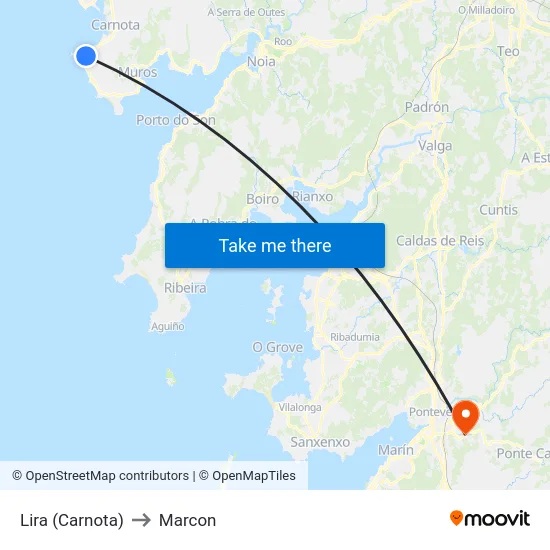 Lira (Carnota) to Marcon map