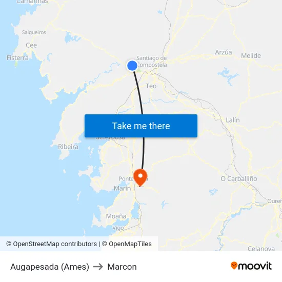 Augapesada (Ames) to Marcon map